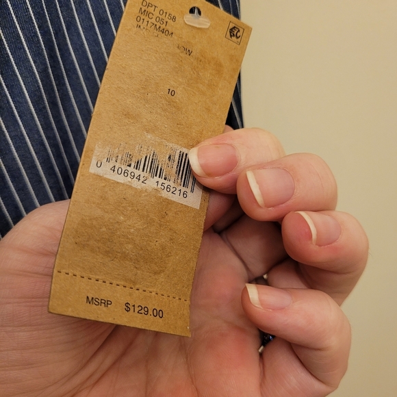 Cremieux Ribbon Tie Strap Blue White Pinstripe Romper Size 10 - Picture 12 of 13